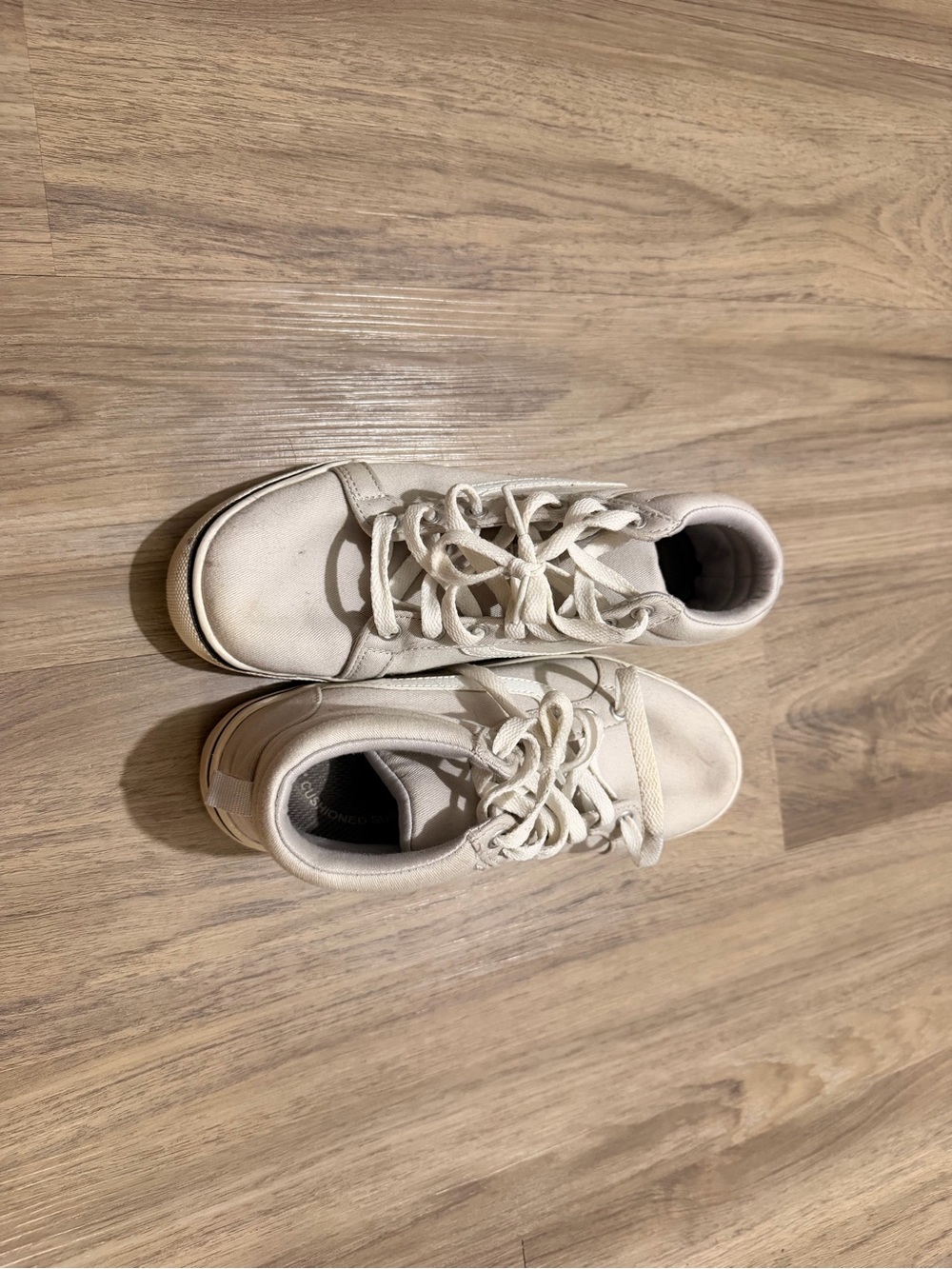 Kids Cream Lace-Up Sneakers - Comfortable Everyday Shoes